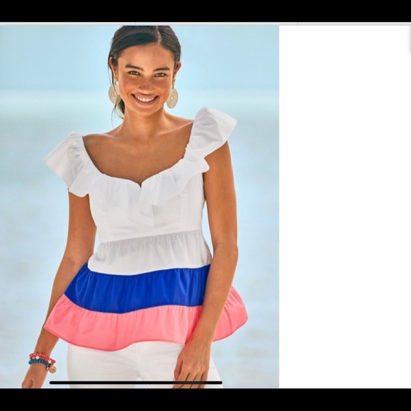 Lilly Pulitzer | Tops | Nwt Lilly Pulitzer Babydoll Ruffle Emie Top Bor ...